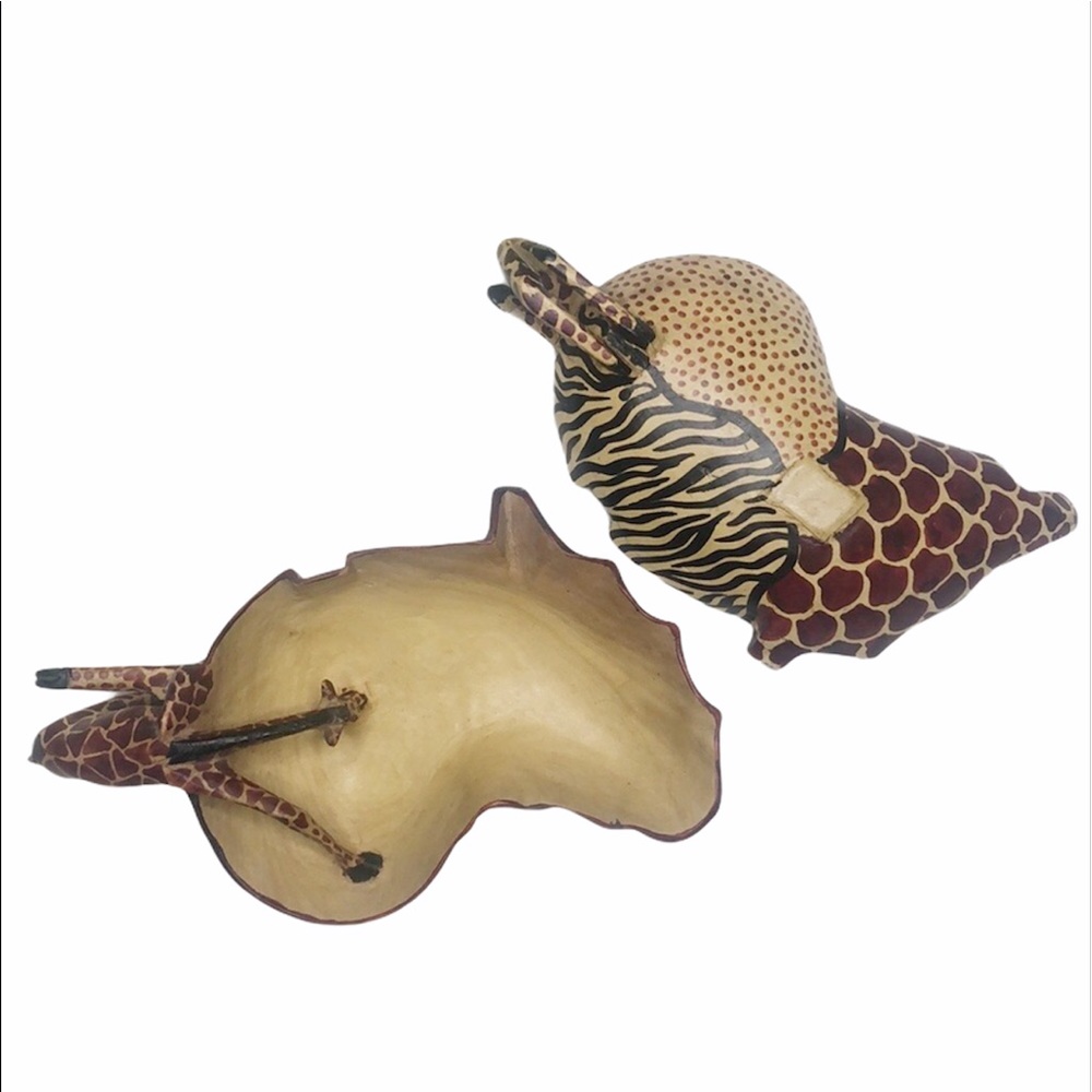 Wooden Handcrafted Giraffe Drinking Dish Set of 2 - Picture 11 of 11